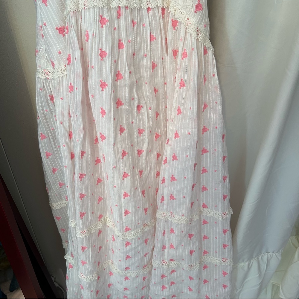 NWT Loveshackfancy Pink White Maxi Dress Jeanette Ryan size 2 BNWT - Picture 6 of 8